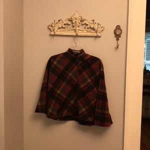 Vintage wool plaid capelet